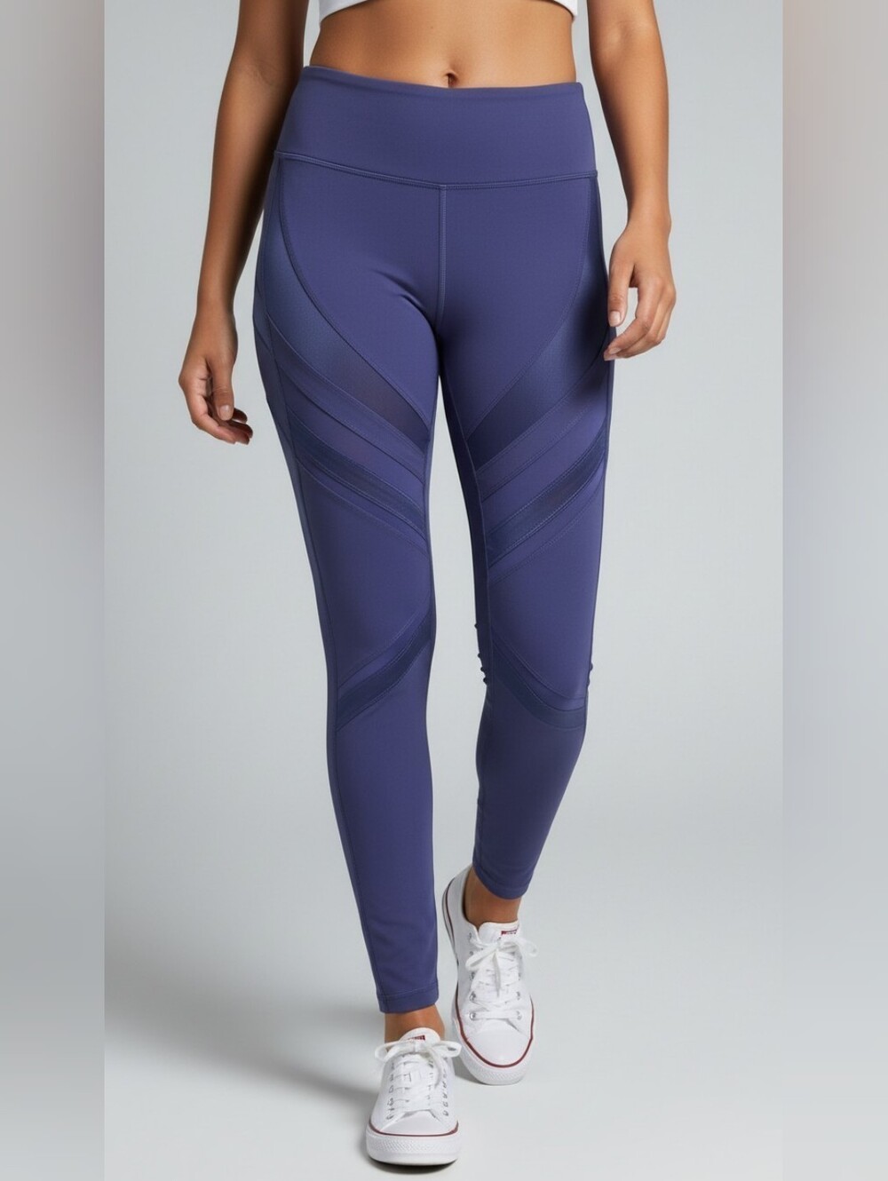 ALO Yoga Navy Blue High-Rise Mesh-Panel Leggings #YLEG15